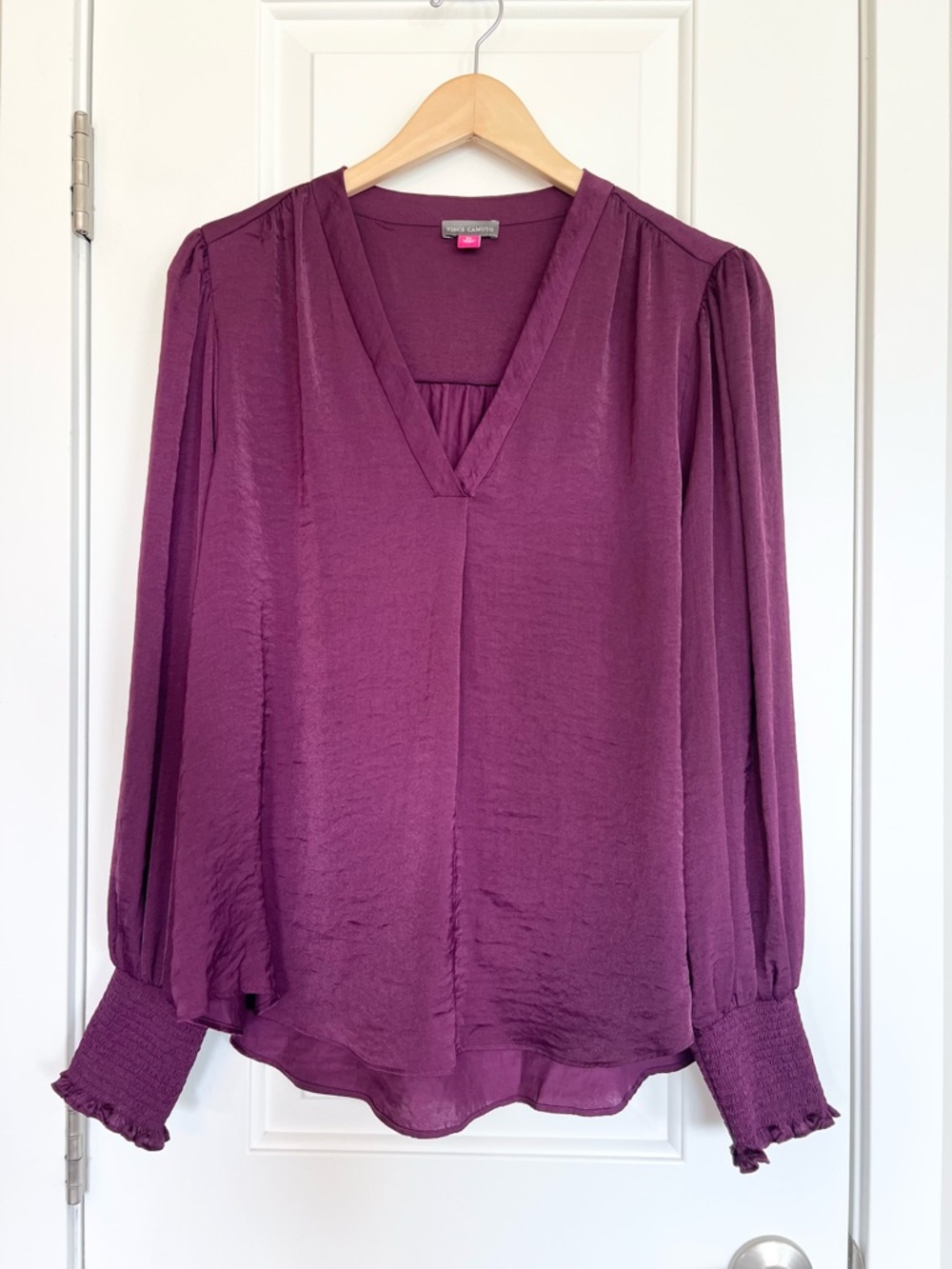 Vince Camuto purple blouse Silky long sleeve flowy top Size XL Dressy blouse NWT